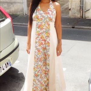 Vintage Floral Halter Dress